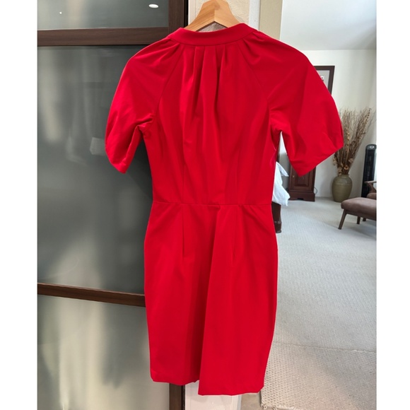 Diane Von Furstenberg Puff Sleeve Button-up Midi Dress - Red Size 2 - Picture 6 of 13